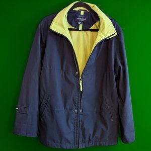 Mackintosh Women's Field Jacket -- Navy and Lime Green (L)